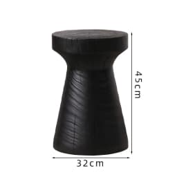 Wabi-Sabi Charred Wood Side Table Handcrafted Tree Stump Stool with Natural Texture Bedside Coffee Table for Home Decor