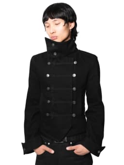 Y2K Harajuku Napoleon Jackets Stand Collar Frog Button Military Cropped Coat Gothic Punk Slim Outerwear Unisex Oversize Clothing