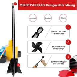 Paint Mixer Drill Attachment -Helix Mixer for Paint Epoxy,Resin,Plastic-Consistent Even Flow Stirrer Paddle Epoxy Mixer