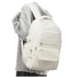 Elegant White Japanese-Style Backpack for School Girls Boys Travel Backpack Laptop Backpack Casual Daypack, Bags for Travel