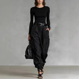Vintage Casual Loose Multi Pocket Work Pants Vacation Solid Color Sports Pants Women Temperament with Ankle Cuffs Sweatshirt