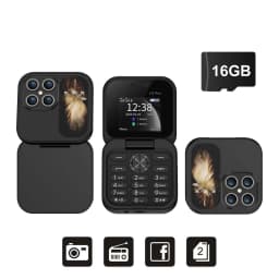 SERVO Mini Pocket Foldable Mobile Phone 1.77" Screen Magic Voice FM Radio Speed Dial Dual SIM Bluetooth Feature Cellphone Torch