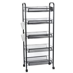 5 Tier Metal Mesh Storage Basket with 360 Degree Wheels, Fruit Vegetable Basket Storage Organizer for Kitchen, Pantry, Bathroom