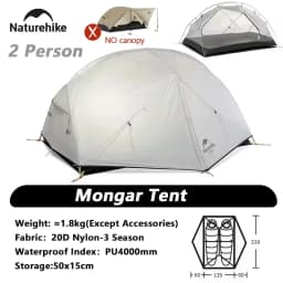 Naturehike Mongar 1 2 3 Base/UL/PRO Camping Tent Ultralight Outdoor Waterproof Hiking Tent 1 2 3 Person Backpacking Tent