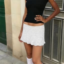 Low Rise Ruffle Hem Sheer Flowy Short Skirt Women Polka Dot Mesh Mini Skirt Y2K Aesthetic Casual Summer Holiday Streetwear