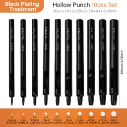 WUTA 5-15Pcs Basic Black Anti-rust Leather Hollow Punch Set Round Hole Puncher DIY Craft Working Tools Kit for Belt, Watch Strap