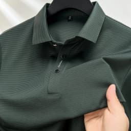 2024 Summer New Short sleeved High end Textured Letter Men's POLO Shirt Comfortable Silk Ice Feel Casual Business lapel T-shirt