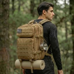 45L Tactical Travel Backpack Molle Storage Bag Large Capacity Multi Pocket Wear Resistant Camping Hiking Trekking Rucksack Durable Outdoor Mountain Climbing Daypack For Men Women Travellers Bushcraft Wilderness Trip Daily Commute Luggage Bag
