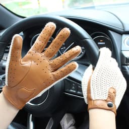 Women's Thin Sheepskin Motorcycle Riding Gloves Touch Screen Genuine Leather Spring and Autumn Sun Protection Driving Gloves