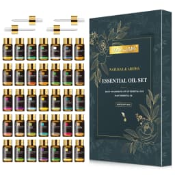 MAYJAM 35 Bottles Essential Oils Kit Gift Box ,Lavender Jasmine Vanilla Lemon Eucalyptus Sandalwood Frankincense SweetOrange Ylang Rose Bergamot Tea Tree Lemongrass Patchouli Rosemary Geranium Citronella Aromatherapy Oil for Humidifier Diffuser DIY Candle