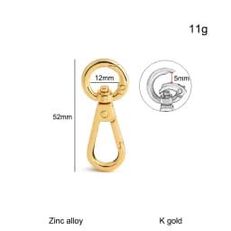 10/30/100PCS Inside:12mm Open Metal Carabiner Snap Hook Trigger Clasps Clips Swivel O-ring For Bag Strap Keychain Accessories