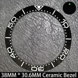 Sloping 38mm * 30.6mm Ceramic/Aluminum Blue Luminous Bezel GMT and Diving Watch Insert Fit for 40mm Watch Case Replacement Watch
