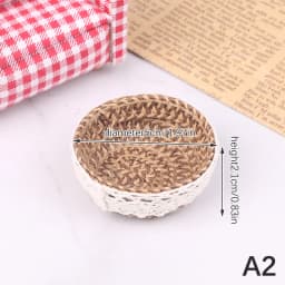 1/12 Dollhouse Woven Bread Basket Shopping Basket Straw Handbags Dollhouse Weaving Beach Bag For Dolls Miniature Decoration