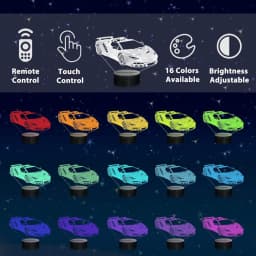 3D Racing Car Night Light LED Illusion Lamp with Remote Control 16 Colors Car Party Gifts Christmas Birthday for Kids Teens