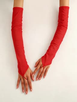 50cm Candy Color Elasticity Mesh Thin Transparent Hook Finger Long Gloves Women Sexy Party Cosplay Elegant Etiquette Opera Perfo