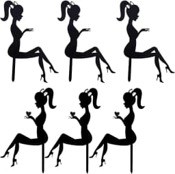 6PCS High Heel Girl Elegant Woman Silhouette Pattern Cake Topper Attractive Creative Cupcake Toppers Dessert Picks For Wedding