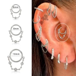 1pc Stainless Steel Simple Septum Piercing Nose Rings Women Hoop Earrings with Chain Gold Color Tragus Rook Ear Piercing Jewelry