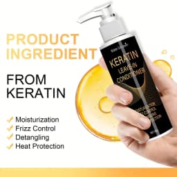 Keratin & Coconut Oil Leave-In Conditioner - Hydration + Frizz Control + Heat Protection - Detangles & Strengthens Hair