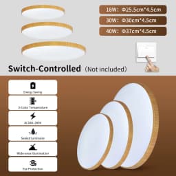 LED Ceiling Light Chandelier Wood Grain Color Ceiling Lamps Tricolor Led Panel Lights For Living Room Bedroom Kitchen Decoration
