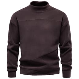 AIOPESON Men's Pullover Sweatshirt Mock Neck Solid Color Single Pocket Autumn Winter Casual Warm Loose Fit Long Sleeve Outerwear