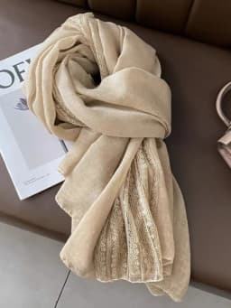 Spring Autumn New Style Long Lace Splicing Versatile Women's Scarf Fashionable Neck Protection Shawl Artistic Cotton Linen Th...