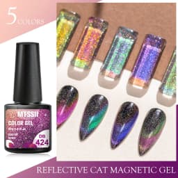 Mtssii Reflective Glitter Gel Nail Polish 6ML Galaxy Chameleon Cat Eye Gel Nail Art Magnetic Varnish Semi Permanent Base Top Gel