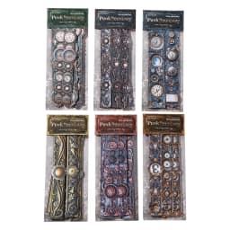 1pack/2pack 6 Designs Punk Border Series Stickers Vintage Embossed Long Hard Card Decals Collage Decoration Material Stationery
