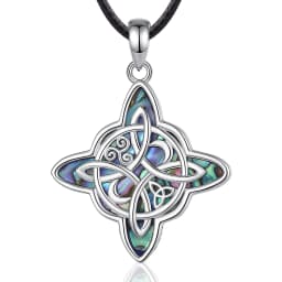 Eudora original 925 Sterling Silver Witch Knot Necklace for Men Women Natural Abalone Witchcraft Amulet Pendant Wicca Jewelry