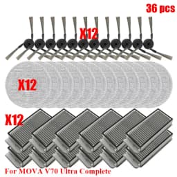 Compatible Fit For MOVA V70 Ultra Complete Vacuum Cleaner Replacement Parts Main Roller Side Brush HEPA Filter Mop Cloth Spare