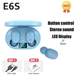 E6S Bluetooth Earphones with Mic TWS Wireless Digital Display Bluetooth Headset Noise Cancelling Headset for Xiaomi Huawei Oppo