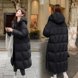 Ultra-Thick Women's Puffer Jacket Autumn Winter New Style Loose Fit Turtle Back Design Long Hooded Coat Korean Style Cotton down