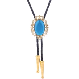 BRONZE GEM Bolo Tie Western Cowboy Opal Rodeo Leather Necktie