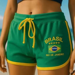 Summer Brasil Flag Print Contrast Piping Drawstring Waist Dolphin Shorts Daily Streetwear Slim Y2K Trendy New Women's Shorts