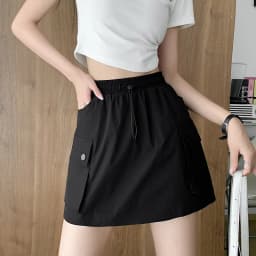 Grey Workwear High Waist A-Line Wide Leg Short Skirt for Women Thin Autumn Style Quick Dry Casual Skirt Girls Ladies