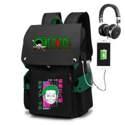 One Piece Zoro Print School Backpack Large Capacity Casual Daypack Travel Bag for Kids Teens
