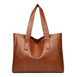 New Large Capacity Vintage Handbag PU Soft PU Leather Bag Versatile Solid Color Shoulder Bag