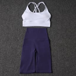 Nylon Yoga Set Gym Two Piece Sets Womens Bra Top Women Cycling Shorts Sport Fitness Sportswear 45 Colors Womens Clothing