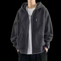 Men's Spring Autumn Winter Fleece Lined Hooded Open Cardigan Jacket Trendy Casual Loose Top Zipper Style Youth Popular