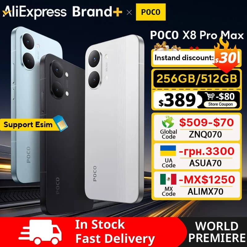【World Premiere】Global Version POCO X8 Pro Max 8500mAh Smartphone Dimensity 9500s 6.83'' 1.5K 120Hz Ultra-Bright AMOLED Display