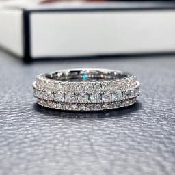 6mm Wide Moissanite Wedding Band Solid Sterling Silver Ring Eternity Band Engagement Rings for Women Wholesale Gifts