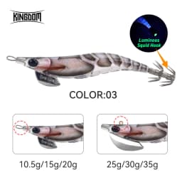 Kingdom Squid Bait 2.5# 3.0# 3.5# Artificial Jigging Lures Slow Sinking Strong Hooks Sea Fishing Octopus Cuttlefish Luminous EGI
