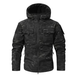 Men's Silent Soft Shell Camouflage Tactical Jacket Waterproof Warm Fleece Hunting Jackets Outdoor Hiking Fishing Hooded Coat