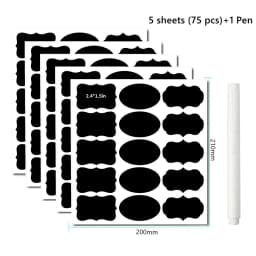 20-75pcs Waterproof Chalkboard Labels Spice Organizer Label for Household Kitchen Jars Blackboard Stickers With White Pen