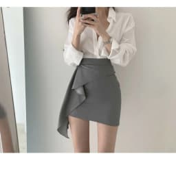 Spring High Waist Bodycon Skirt Versatile Slimming Hong Kong Style A-Line Skirt Women's Fashion Anti-Light Walking Skirt