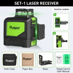 Huepar 8 Lines Laser Level 360° Cross Line Self-leveling Horizontal & Vertical Line Laser Tool With Laser Receiver and Tripod
