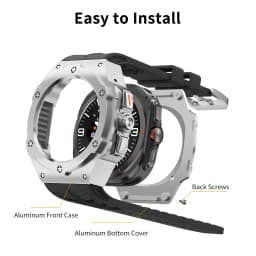 Luxury Modification Kit for Samsung Galaxy Watch 8 Ultra 2025 Carbon Case Rubber Strap for Galaxy Watch 7 Ultra 47mm Accessorie
