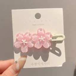 Romantic Pink Cherry Blossom Hair Clip Cute Side Bangs Barrettes for Women Kawaii Hair Accessories Girls Elegant Fashion Hairpin