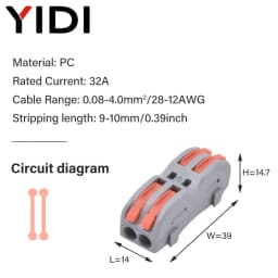 5pcs/lot Quick Wire Splice Combined Lever Connector Splitter Compact Din Rail Terminal Block Connection Clamp 1 In Multiple Out