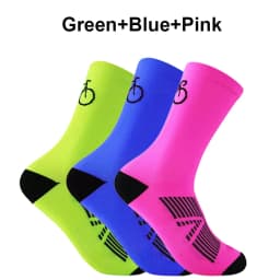 3 Pairs Cycling Socks Men Breathable Mesh Road MTB Bike Socks Bicycle Pattern Mid Tube Outdoor Sport Racing Socks Running Stripe