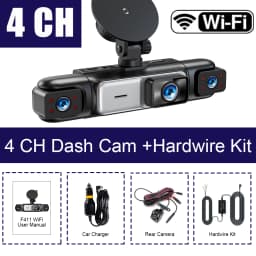 4CH WiFi Dash Cam for Car 360 DVR Camera APP Control 24H Parking Mode Video Recorder IR Night Vision